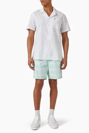 Printed Beach Shorts in Cotton Poplin