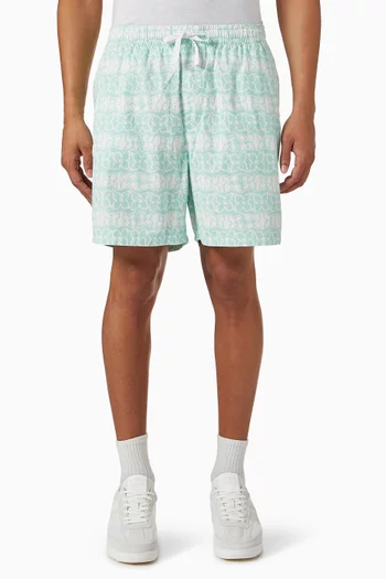 Printed Beach Shorts in Cotton Poplin