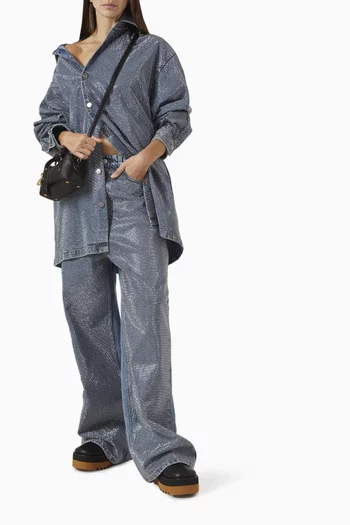 Crystal-embellished Overshirt in Denim