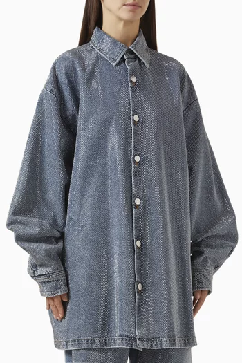 Crystal-embellished Overshirt in Denim