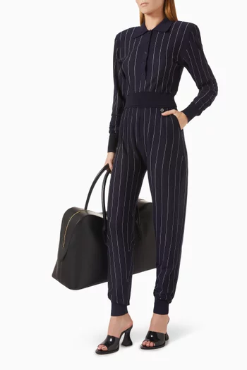 Elastic-waist Pinstripe Sweatpants in Virgin Wool