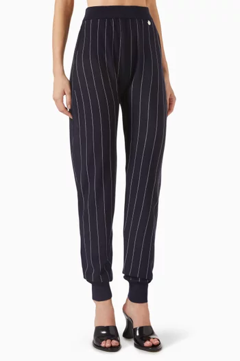 Elastic-waist Pinstripe Sweatpants in Virgin Wool