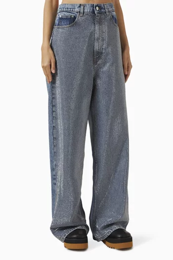 Crystal-embellished Wide-leg. Jeans in Denim