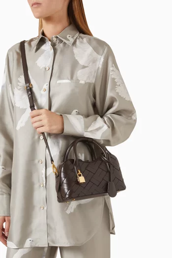 T-lock Woven Top-handle Bag in Leather