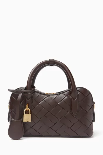 T-lock Woven Top-handle Bag in Leather