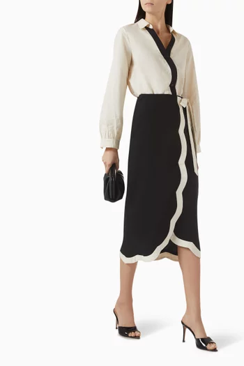Jaspre Midi Skirt in Cotton & Linen