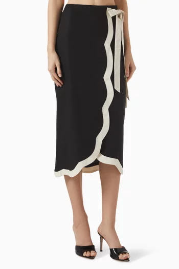 Jaspre Midi Skirt in Cotton & Linen