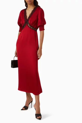 May Lace-trim Midi Dress in Viscose
