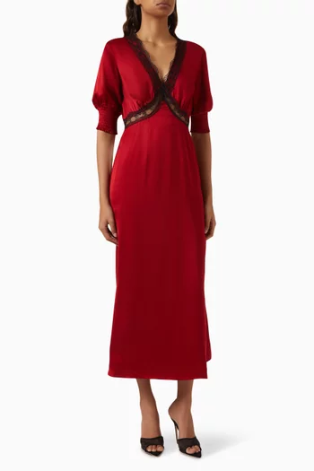 May Lace-trim Midi Dress in Viscose