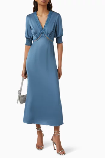 May Lace-trim Midi Dress in Viscose