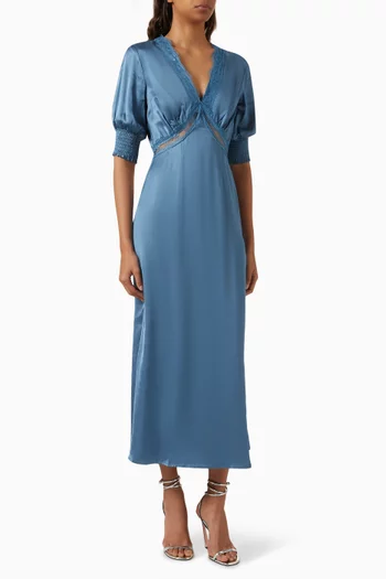 May Lace-trim Midi Dress in Viscose