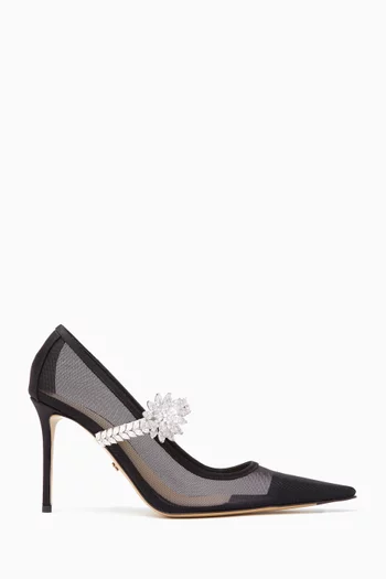 Lotus Flower 95 Crystal-embellished Pumps in Mesh