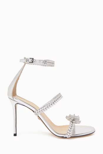 Lotus Flower 95 Embellished Sandals in Metallic Leather