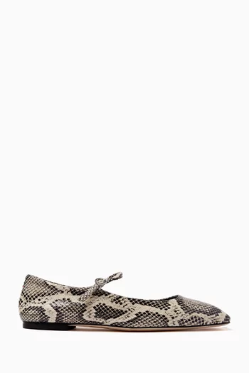 Uma Ballet Flats in Python-printed Leather