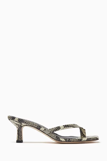 Wilma 55 Thong Sandals in Snake-print Leather
