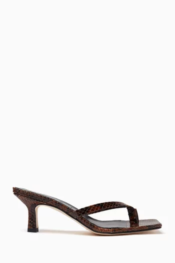 Wilma 55 Thong Sandals in Snake-print Leather