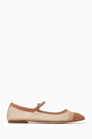 Uma Mary Jane Flats in Mesh & Leather