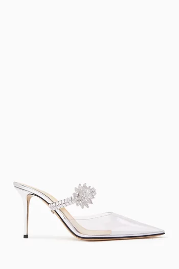 Lotus Flower 80 Crystal-embellished Mules in PVC