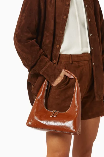 Small Hobo Shoulder Bag in Crinkled Leather