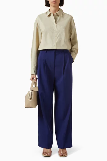 Wide-Leg Tailored Twill Trousers