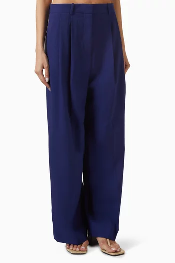 Wide-Leg Tailored Twill Trousers