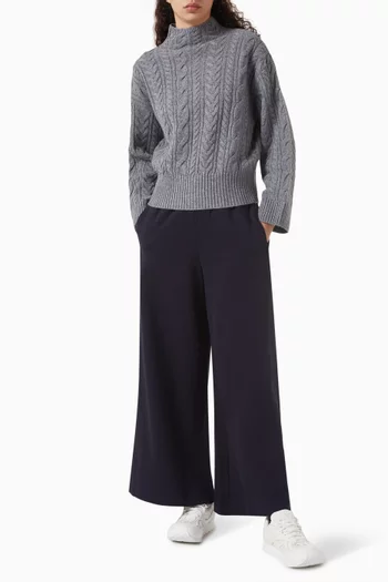 Cable-Knit Wool Funnel-Neck Jumper