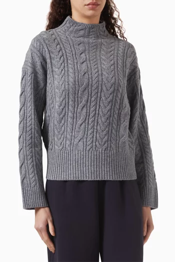 Cable-Knit Wool Funnel-Neck Jumper