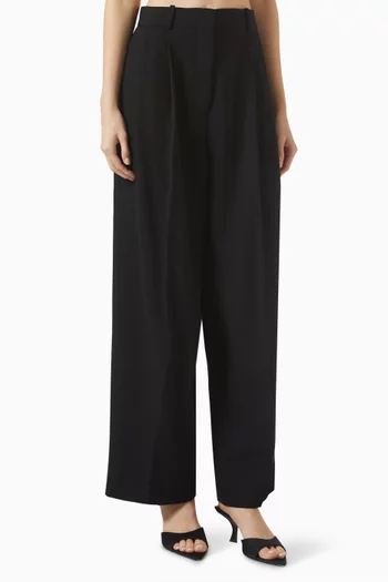 Wide-Leg Tailored Twill Trousers
