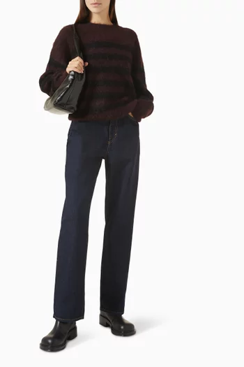 Striped Brushed-Mohair Crew-Neck Jumper