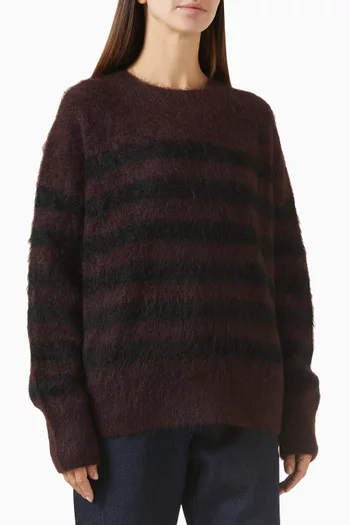 Striped Brushed-Mohair Crew-Neck Jumper