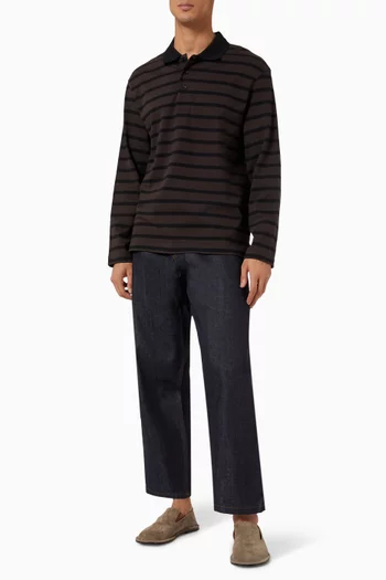 Striped Long-Sleeved Polo Shirt