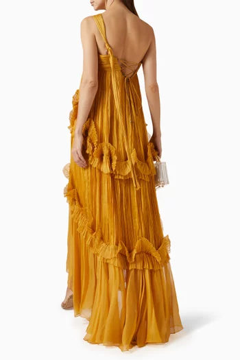 Celeste One-shoulder Gown in Silk Mousseline