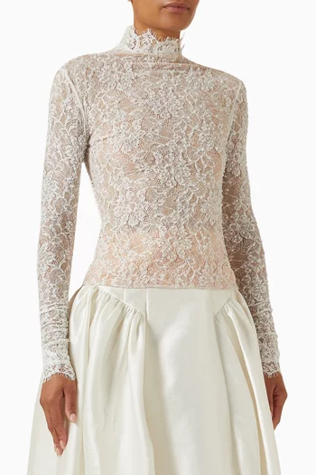 Noura Embellished Top in Lace