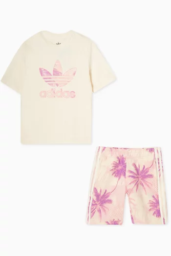 Palms T-shirt & Shorts Set in Cotton-blend