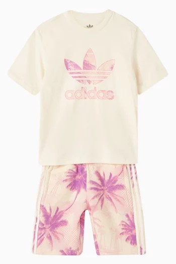Palms T-shirt & Shorts Set in Cotton-blend