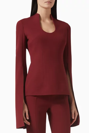 Thais Slit-sleeve Top in Heavy Crepe
