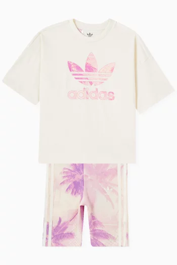 Palm Print Trefoil Logo T-shirt in Cotton