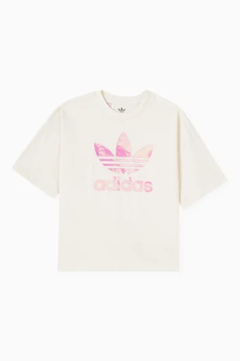 Palm Print Trefoil Logo T-shirt in Cotton