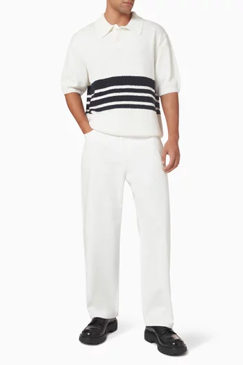 Panel Knit Polo Shirt in Organic Cotton Blend