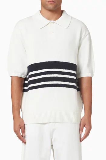 Panel Knit Polo Shirt in Organic Cotton Blend