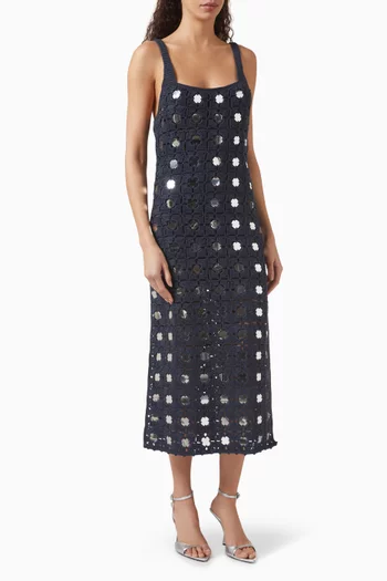Clementine Mirror Midi Dress in Crochet Knit