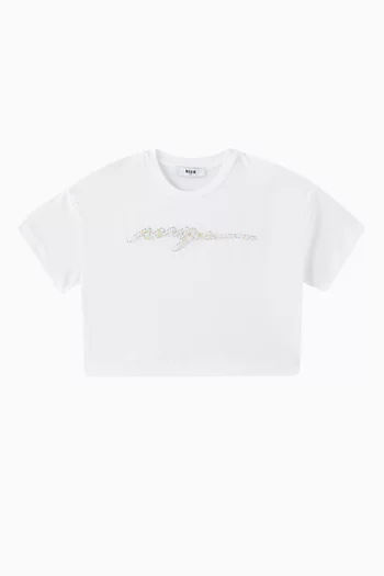 Crystal Logo Cropped T-shirt in Cotton