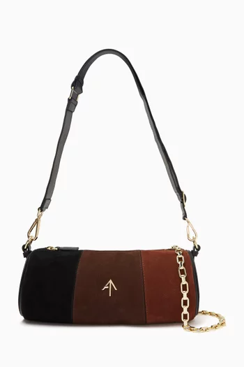 Cylinder Crossbody Bag in Suede & Nubuck Leather