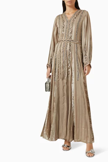 Embellished Belted Maxi Dress