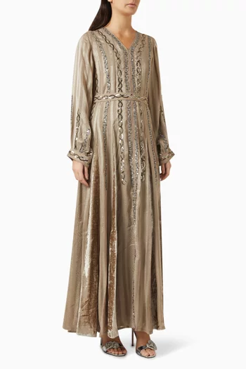 Embellished Belted Maxi Dress