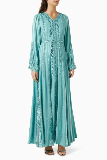 Embellished Belted Maxi Dress