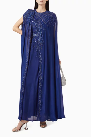 Sequin-embellished Cape & Dress Set
