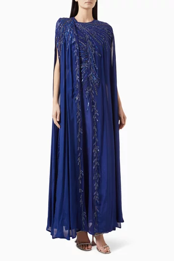 Sequin-embellished Cape & Dress Set