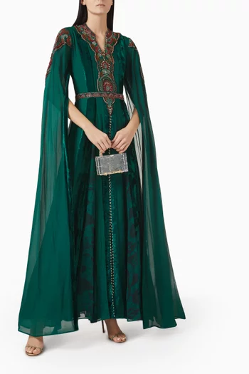 Embroidered Maxi Dress in Velvet