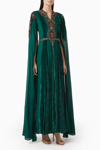 Embroidered Maxi Dress in Velvet